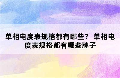 单相电度表规格都有哪些？ 单相电度表规格都有哪些牌子